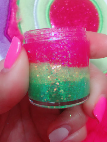 ELECTRIC WATERMELLON DUO Mermaid Jelly Shots (Face/Body/Hair) Glitter Gel - inkeddollcosmetics