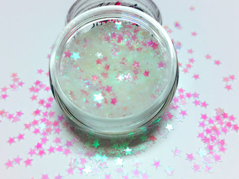 IRIDESCENT STAR (Pink Unicorn Star) Festival STAR Glitter CONFETTI - inkeddollcosmetics