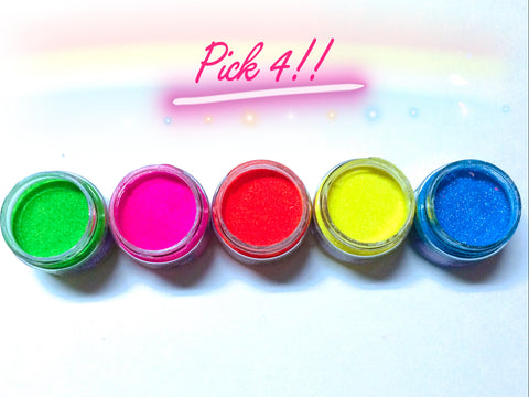 "RAVE LiTes" PICK 4 !! (BLACKLIGHT/UV Reactive Powders!) - inkeddollcosmetics