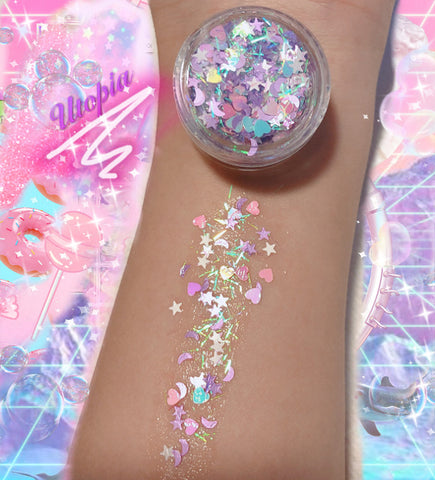 *UTOPIA* MERMAID JELLY (FACE/BODY/HAIR) GLITTER GEL - inkeddollcosmetics